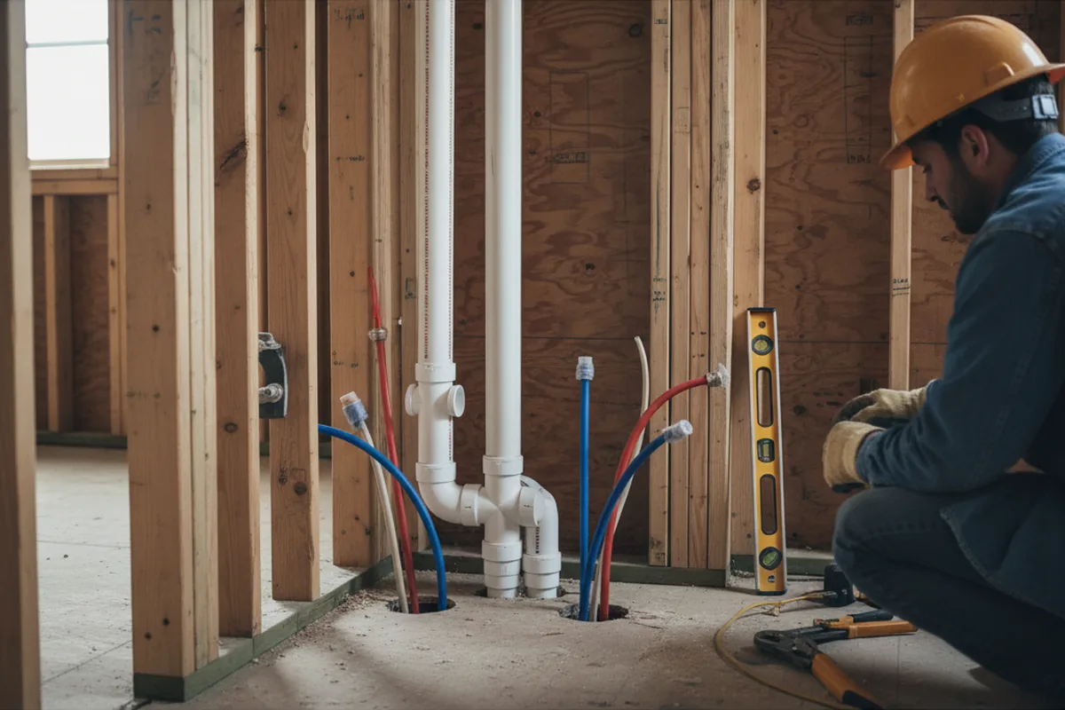 Drain and supply rough-in during Leak Detection in Naches