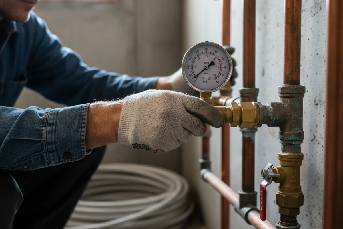 Pressure testing a repaired line during Water Line Repair in Naches